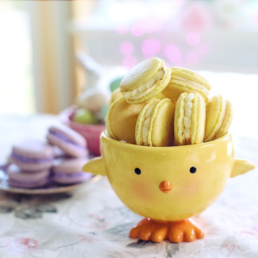 Macarons in a novelty cup