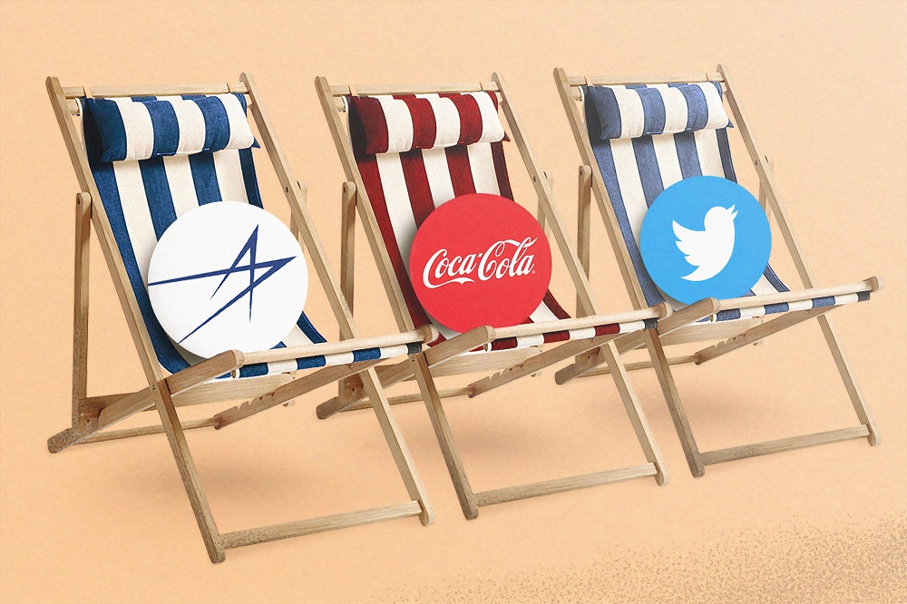 Image of brand logos on deckchairs