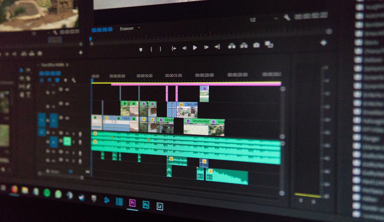 Video editing screen