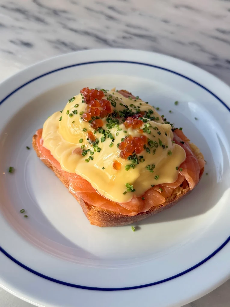 Salmon and egg toast before Splentify enhancement