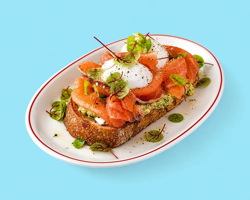 Salmon and egg toast after Splentify enhancement