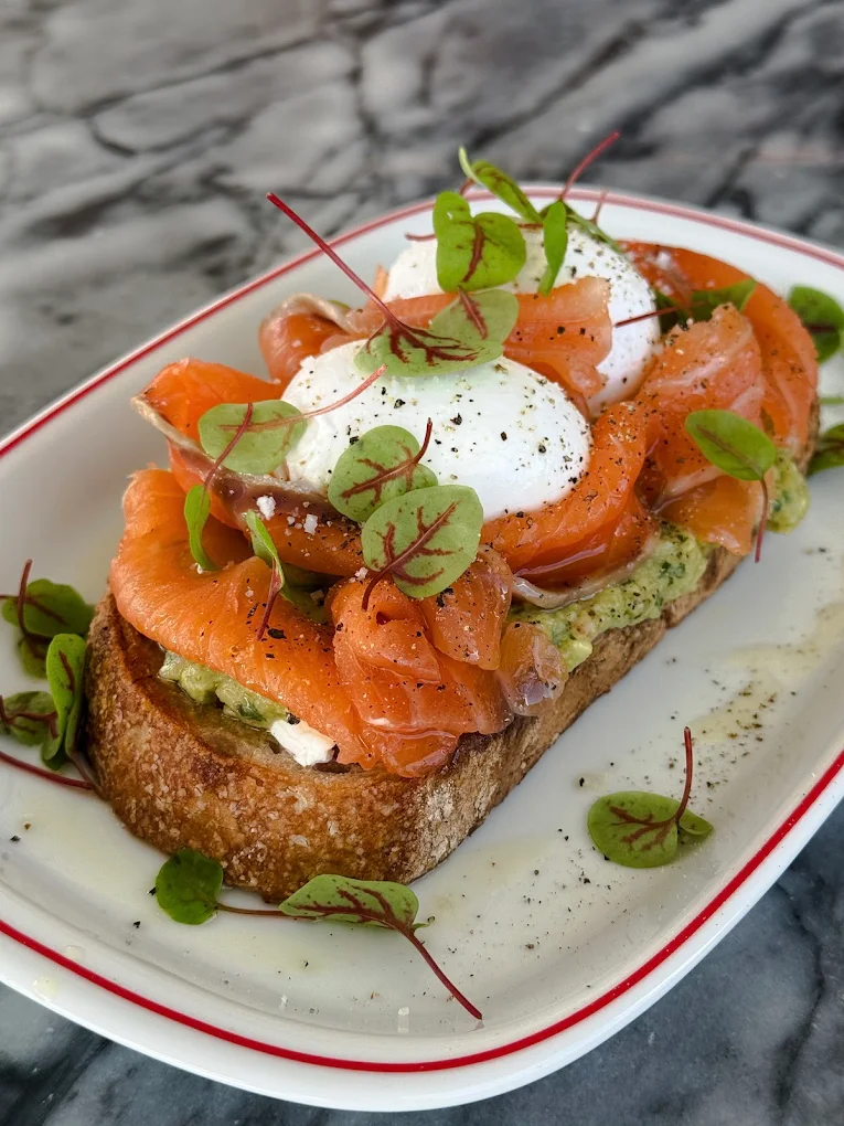 Salmon and egg toast before Splentify enhancement